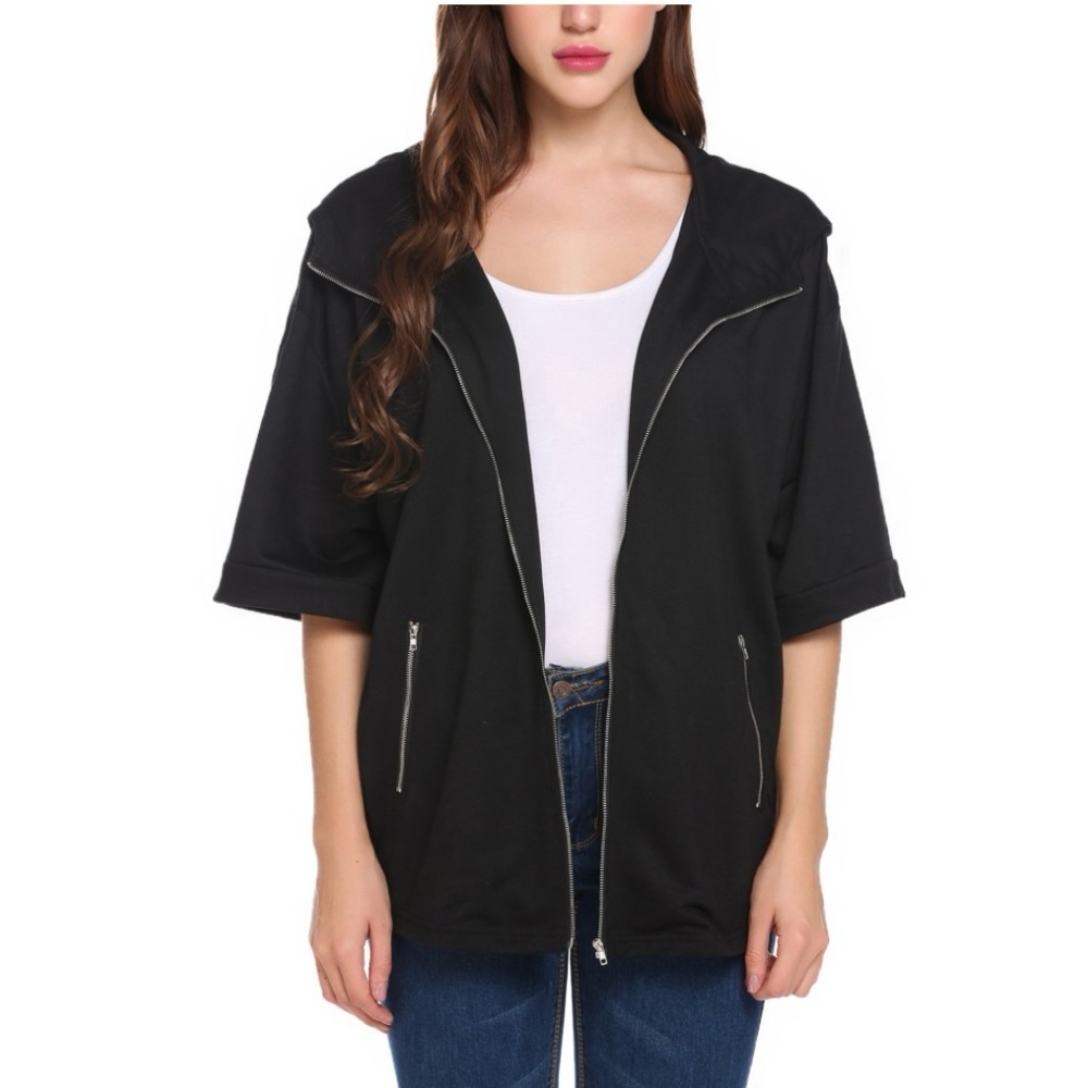 Zeagoo Hoodie Zip up Short Sleeve Jacket